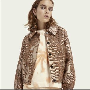 Scotch & Soda textured reflective short jacquard coat